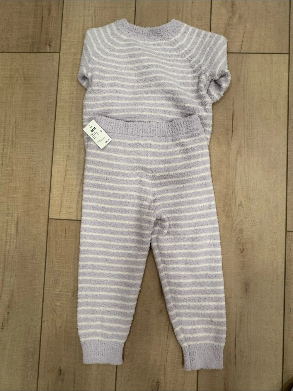 Cloud Island Soft Lavender Striped Kids Pajama Set - Cozy Knit Sleepwear